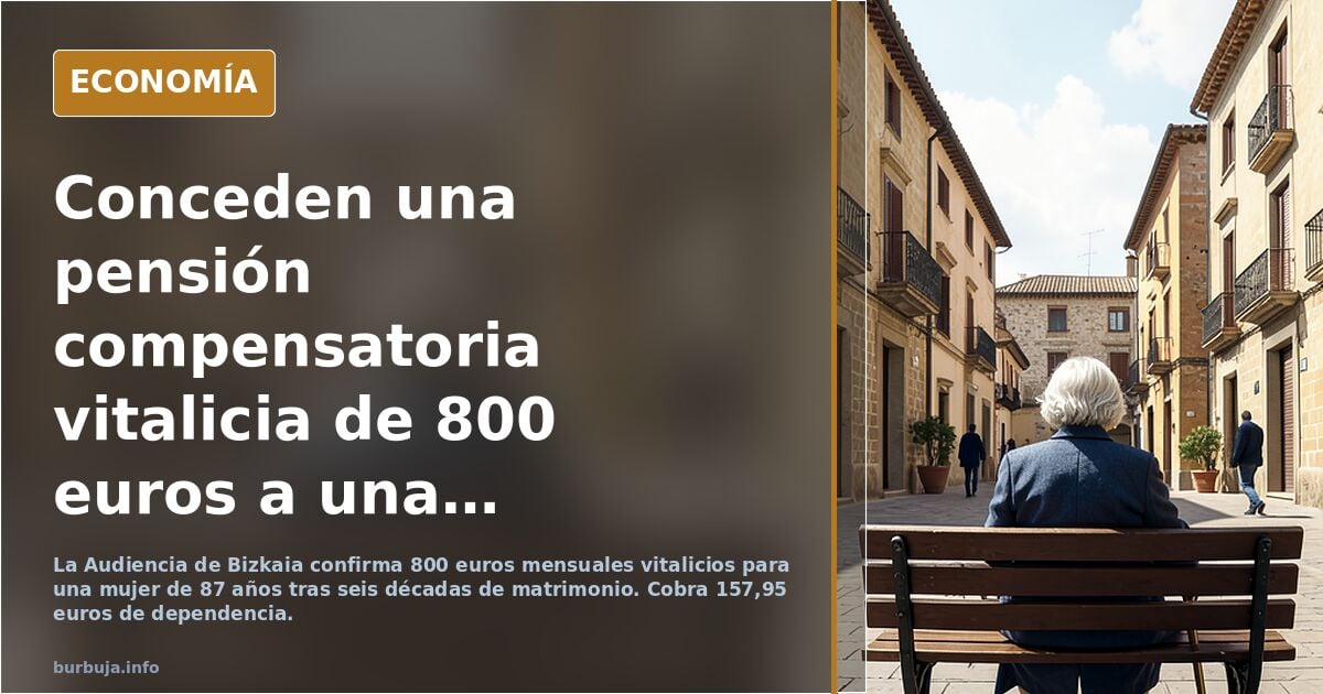 Conceden una pensión compensatoria vitalicia de 800 euros a una bilbaína de 87 años divorciada tras un matrimonio de seis décadas
