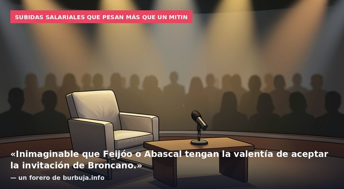 Subidas salariales que pesan más que un mitin: «Inimaginable que Feijóo o Abascal tengan la valentía de aceptar la invitación de Broncano.» — un forero de burbuja.info