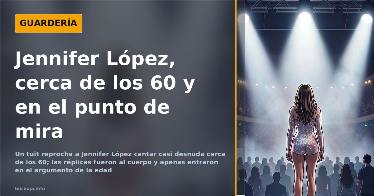 Ilustración de una cantante sobre el escenario con vestuario brillante y focos, en el centro del reproche por su edad y su ve