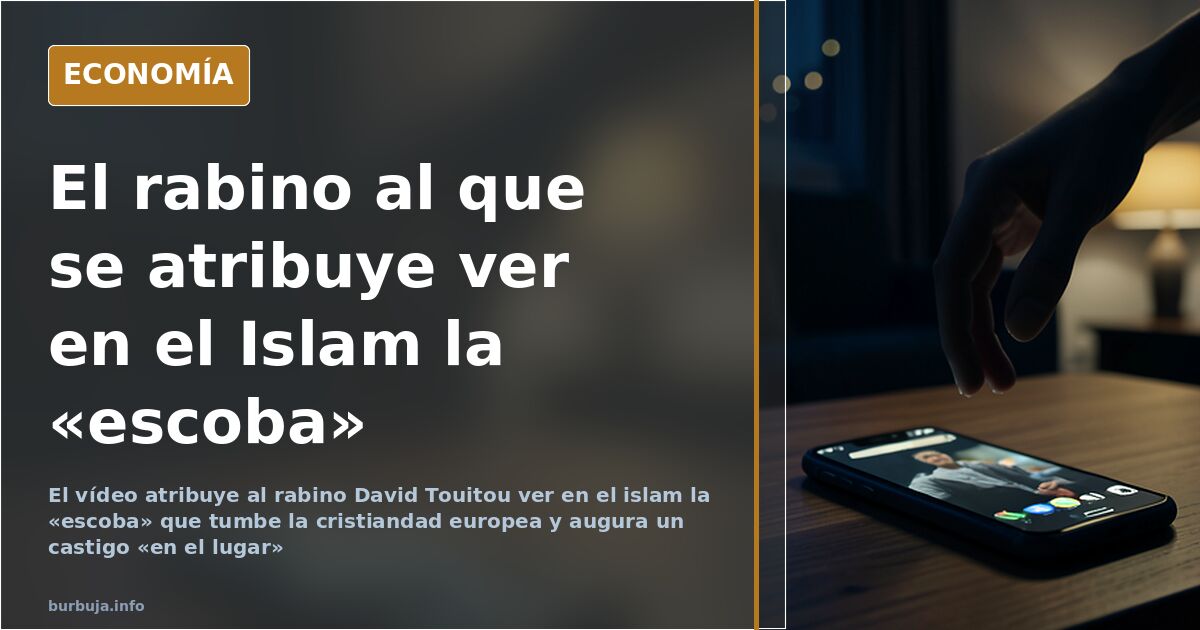Micrófono de púlpito ante una pantalla con un vídeo viral, símbolo del clip atribuido al rabino sobre Europa