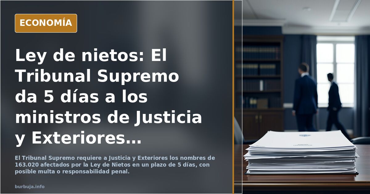 Ley de nietos: El Tribunal Supremo da 5 días a los ministros de Justicia y Exteriores para remitir los nombres de los 163.020 afectados