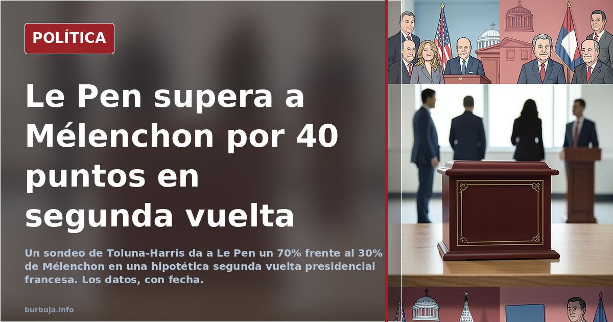 Le ventaja de Le Pen sobre Melenchon en 2ª vuelta aumenta a 40 puntos