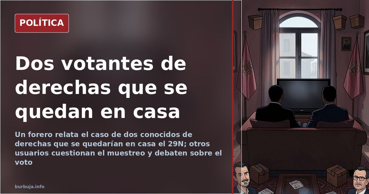 Ilustración editorial de una urna electoral con papeletas abandonadas y un votante de espaldas en un colegio electoral