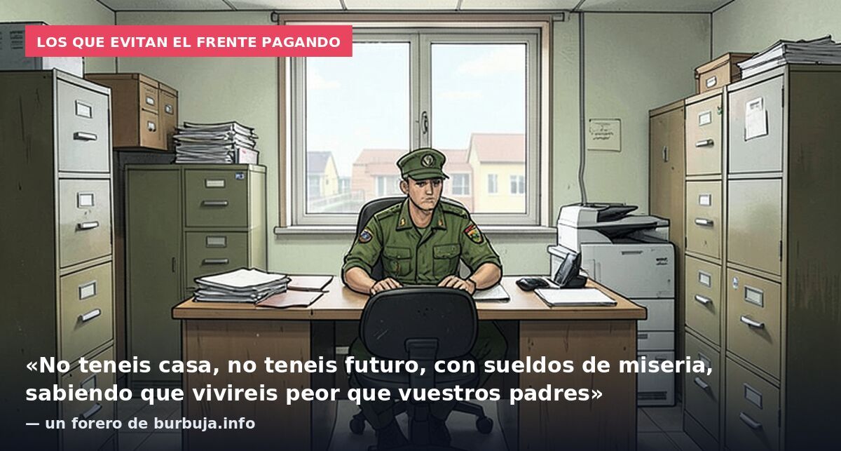 Los que evitan el frente pagando: «No teneis casa, no teneis futuro, con sueldos de miseria, sabiendo que vivireis peor que vuestros padres» — un forero de burbuja.info