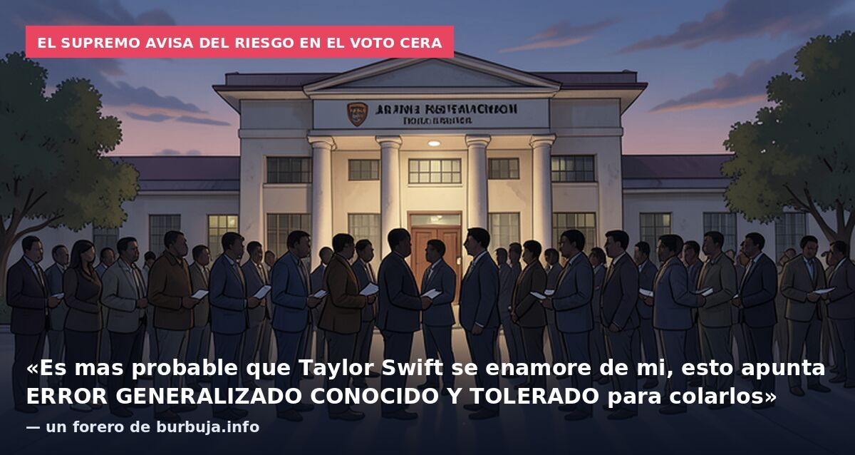 El Supremo avisa del riesgo en el voto CERA: «Es mas probable que Taylor Swift se enamore de mi, esto apunta ERROR GENERALIZADO CONOCIDO Y TOLERADO para colarlos» — un forero de burbuja.info