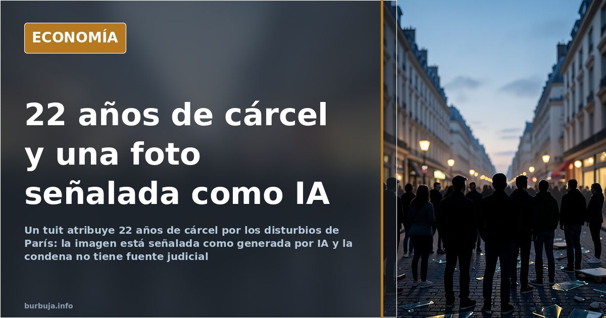 Imagen difundida junto al tuit sobre la condena de 22 años en Francia, señalada en el hilo como generada por IA