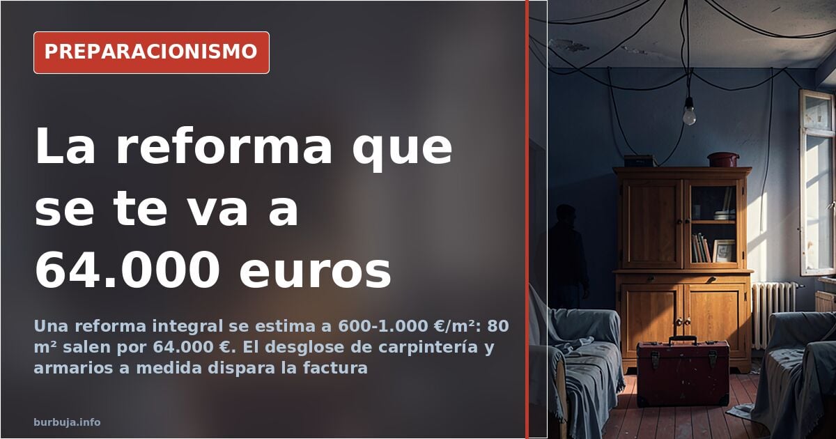 Presupuesto de reforma de piso sobre una mesa con planos, muestras de suelo laminado y catálogos de puertas y armarios a medi