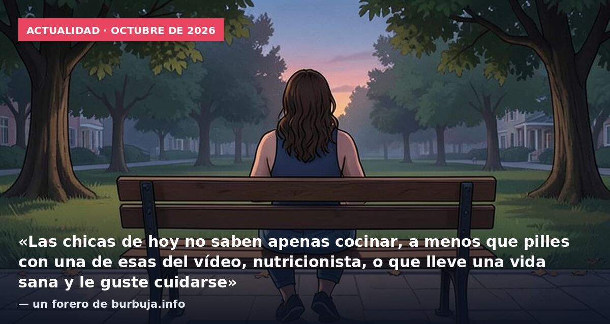 Actualidad · octubre de 2026: «Las chicas de hoy no saben apenas cocinar, a menos que pilles con una de esas del vídeo, nutricionista, o que lleve una vida sana y le guste cuidarse» — un forero de burbuja.info
