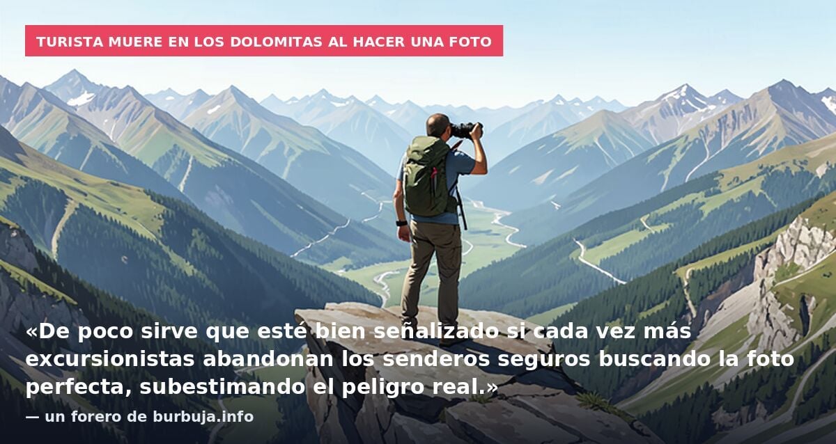 Muere una turista tras caer de una altura de 300 metros cuando intentaba hacer una foto panorámica en los Dolomitas italianos