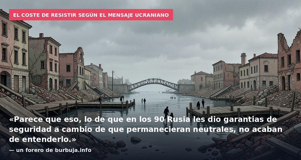 El coste de resistir según el mensaje ucraniano: «Parece que eso, lo de que en los 90 Rusia les dio garantias de seguridad a cambio de que permanecieran neutrales, no acaban de entenderlo.» — un forero de burbuja.info