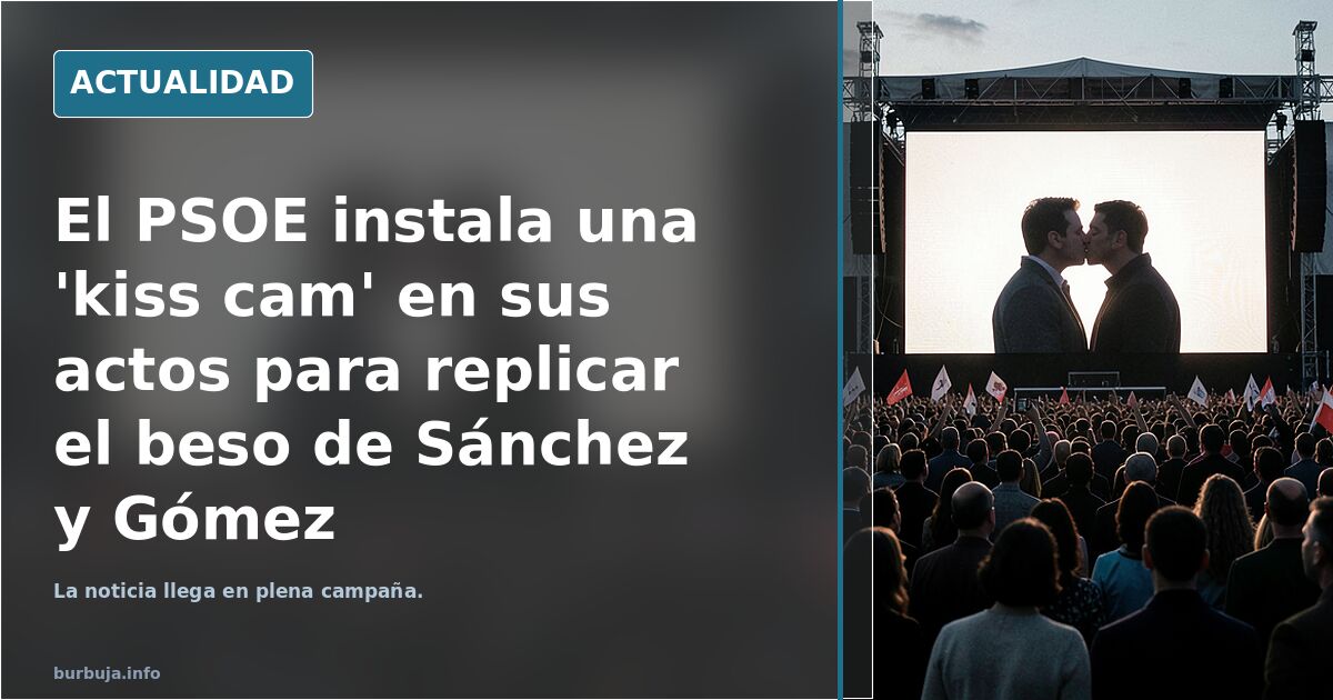 El PSOE instala una 'kiss cam' en sus actos para replicar el beso de Pedro Sánchez a Begoña Gómez