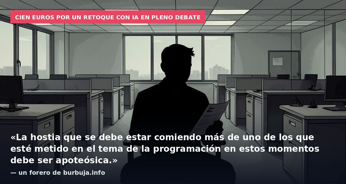 Cien euros por un retoque con IA en pleno debate: «La hostia que se debe estar comiendo más de uno de los que esté metido en el tema de la programación en estos momentos debe ser apoteósica.» — un forero de burbuja.info