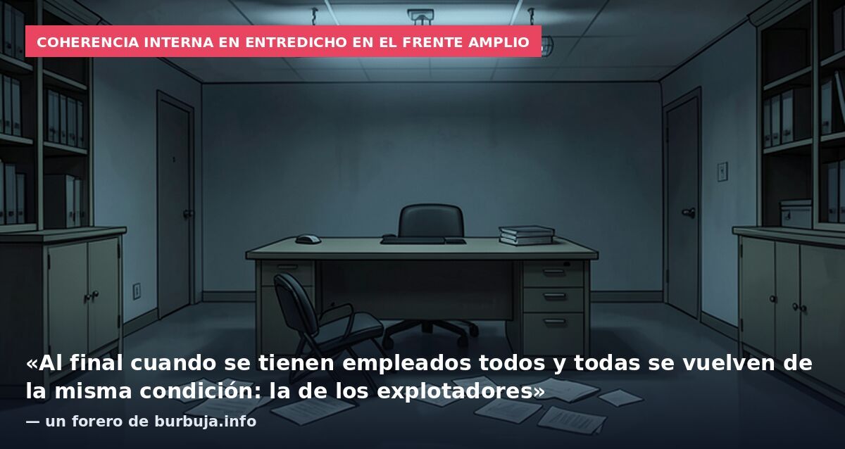 Coherencia interna en entredicho en el Frente Amplio: «Al final cuando se tienen empleados todos y todas se vuelven de la misma condición: la de los explotadores» — un forero de burbuja.info