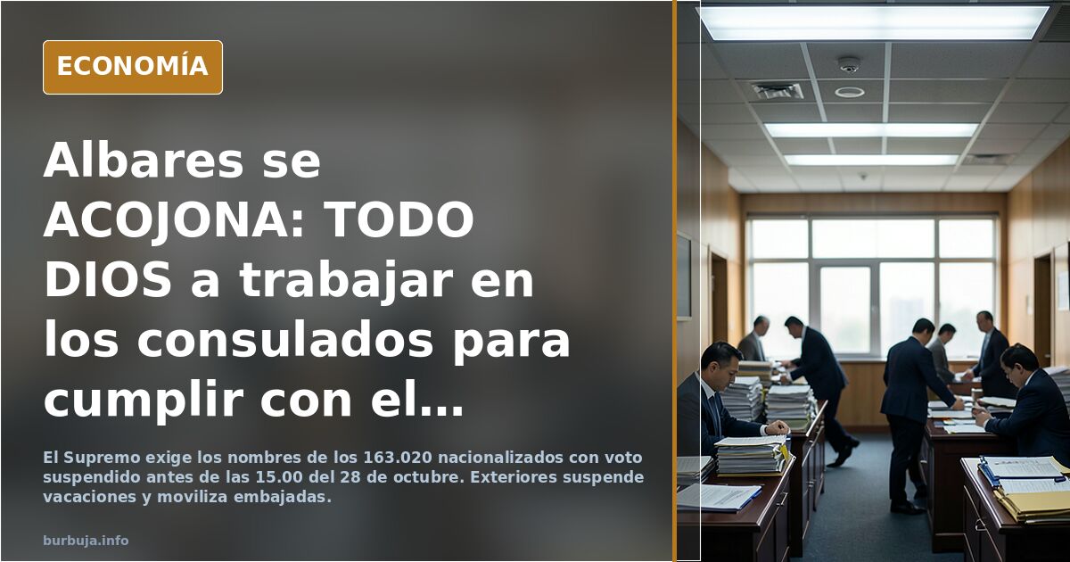 Albares se ACOJONA: TODO DIOS a trabajar en los consulados para cumplir con el plazo del Tribunal Supremo.