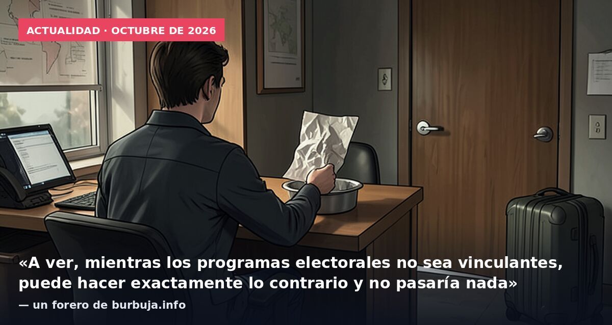 Actualidad · octubre de 2026: «A ver, mientras los programas electorales no sea vinculantes, puede hacer exactamente lo contrario y no pasaría nada» — un forero de burbuja.info