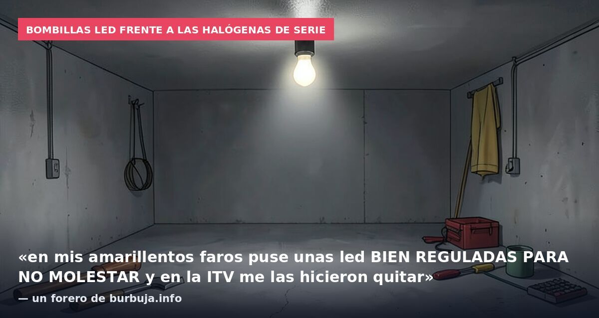 Bombillas LED frente a las halógenas de serie: «en mis amarillentos faros puse unas led BIEN REGULADAS PARA NO MOLESTAR y en la ITV me las hicieron quitar» — un forero de burbuja.info