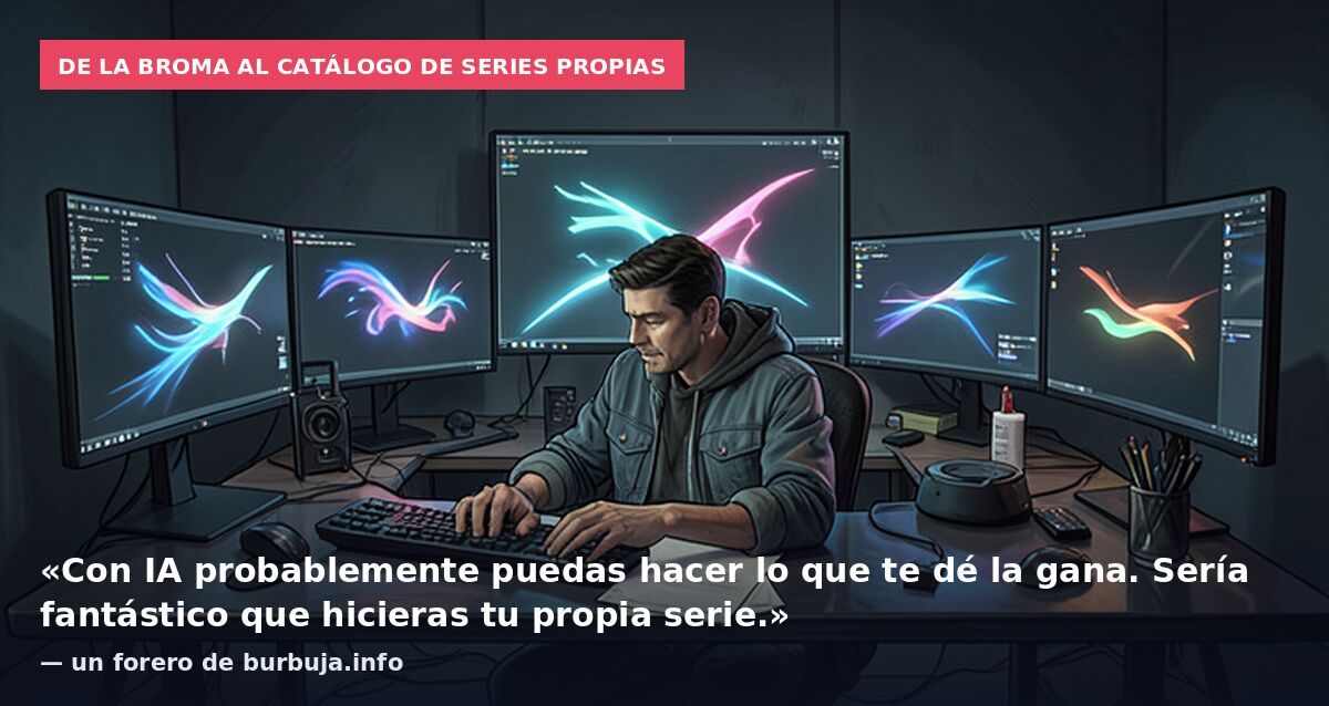 De la broma al catálogo de series propias: «Con IA probablemente puedas hacer lo que te dé la gana. Sería fantástico que hicieras tu propia serie.» — un forero de burbuja.info