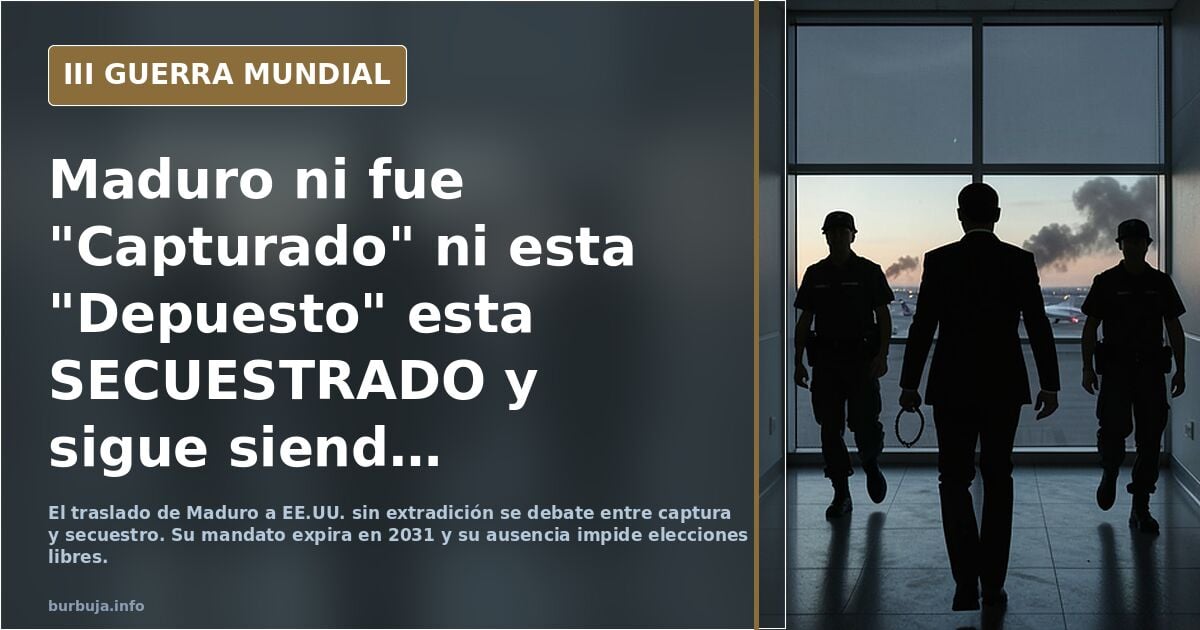Maduro ni fue "Capturado" ni esta "Depuesto" esta SECUESTRADO y sigue siendo  PRESIDENTE LEGAL.