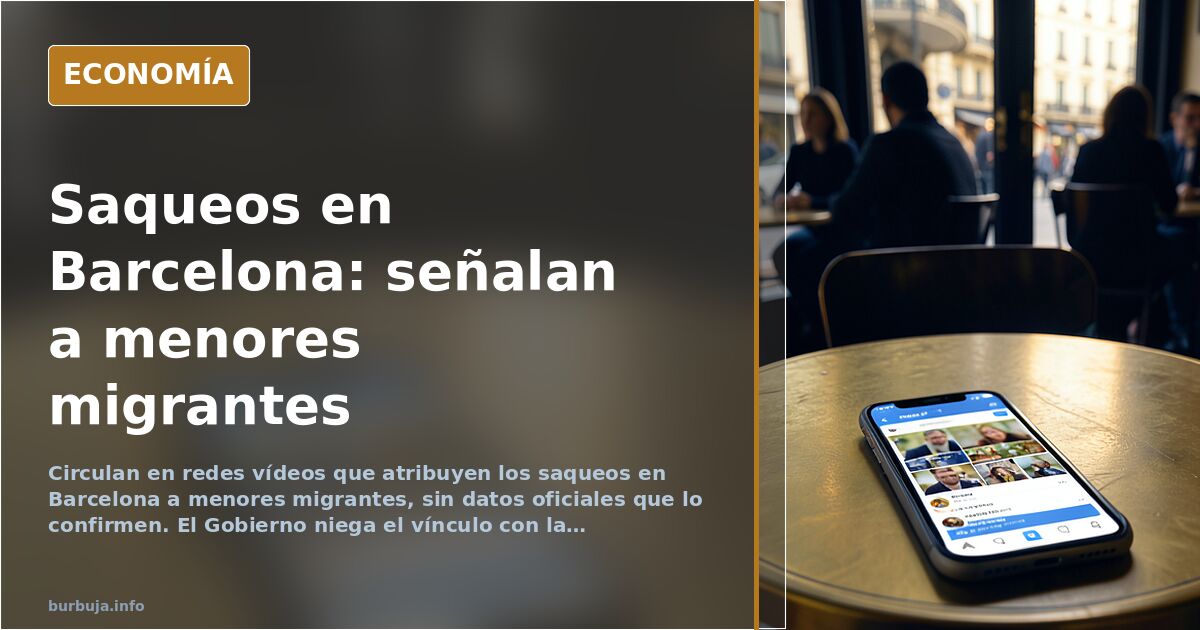 Escaparate dañado de una tienda de artículos deportivos tras los saqueos en el centro de Barcelona