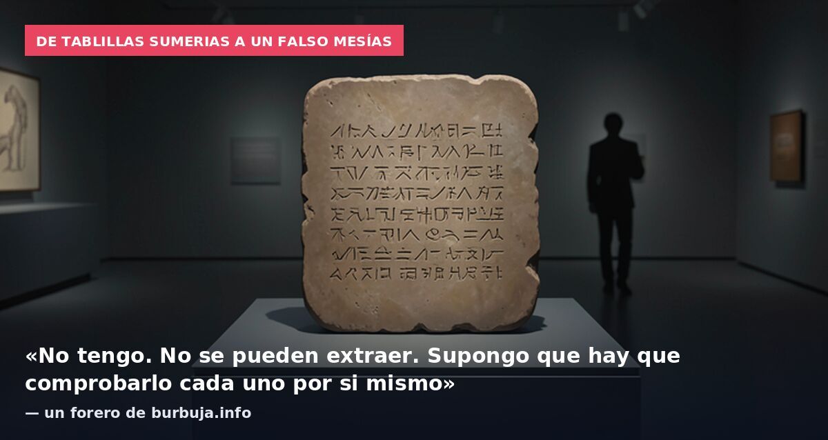 De tablillas sumerias a un falso mesías: «No tengo. No se pueden extraer. Supongo que hay que comprobarlo cada uno por si mismo» — un forero de burbuja.info