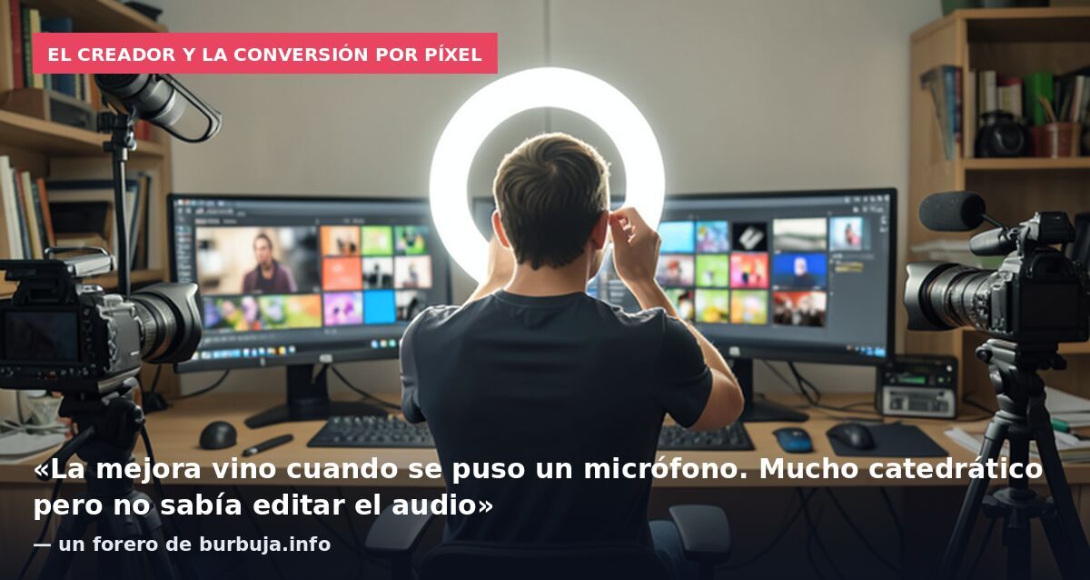El creador y la conversión por píxel: «La mejora vino cuando se puso un micrófono. Mucho catedrático pero no sabía editar el audio» — un forero de burbuja.info