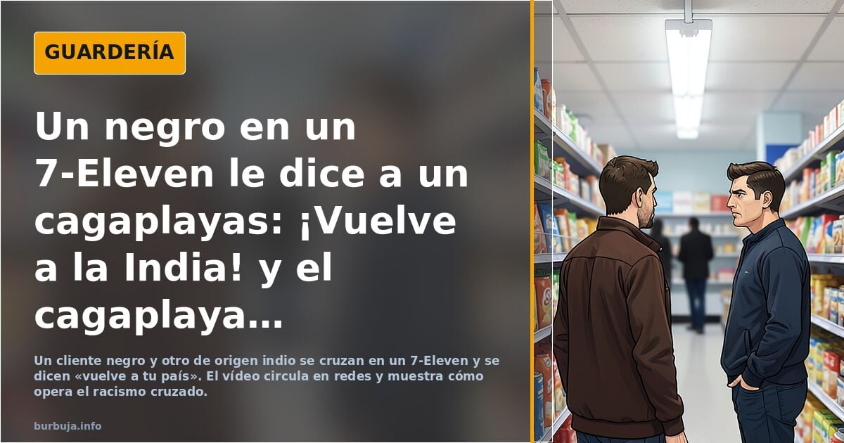 Un zaino en un 7-Eleven le dice a un evacuaplayas: ¡Vuelve a la India! y el evacuaplayas contesta: ¡Vuelve tú a África
