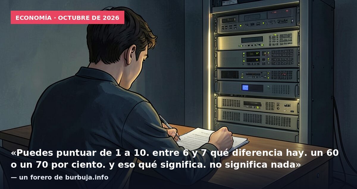 Economía · octubre de 2026: «Puedes puntuar de 1 a 10. entre 6 y 7 qué diferencia hay. un 60 o un 70 por ciento. y eso qué significa. no significa nada» — un forero de burbuja.info