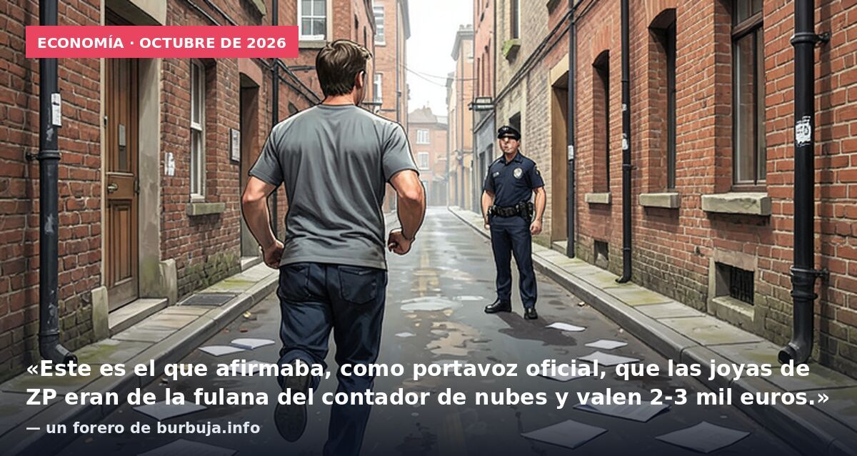 Economía · octubre de 2026: «Este es el que afirmaba, como portavoz oficial, que las joyas de ZP eran de la fulana del contador de nubes y valen 2-3 mil euros.» — un forero de burbuja.info