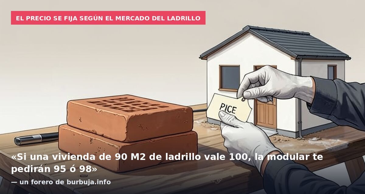 El precio se fija según el mercado del ladrillo: «Si una vivienda de 90 M2 de ladrillo vale 100, la modular te pedirán 95 ó 98» — un forero de burbuja.info