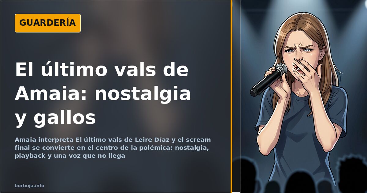 Ilustración de una cantante en el escenario forcejeando con una nota aguda durante la interpretación de El último vals
