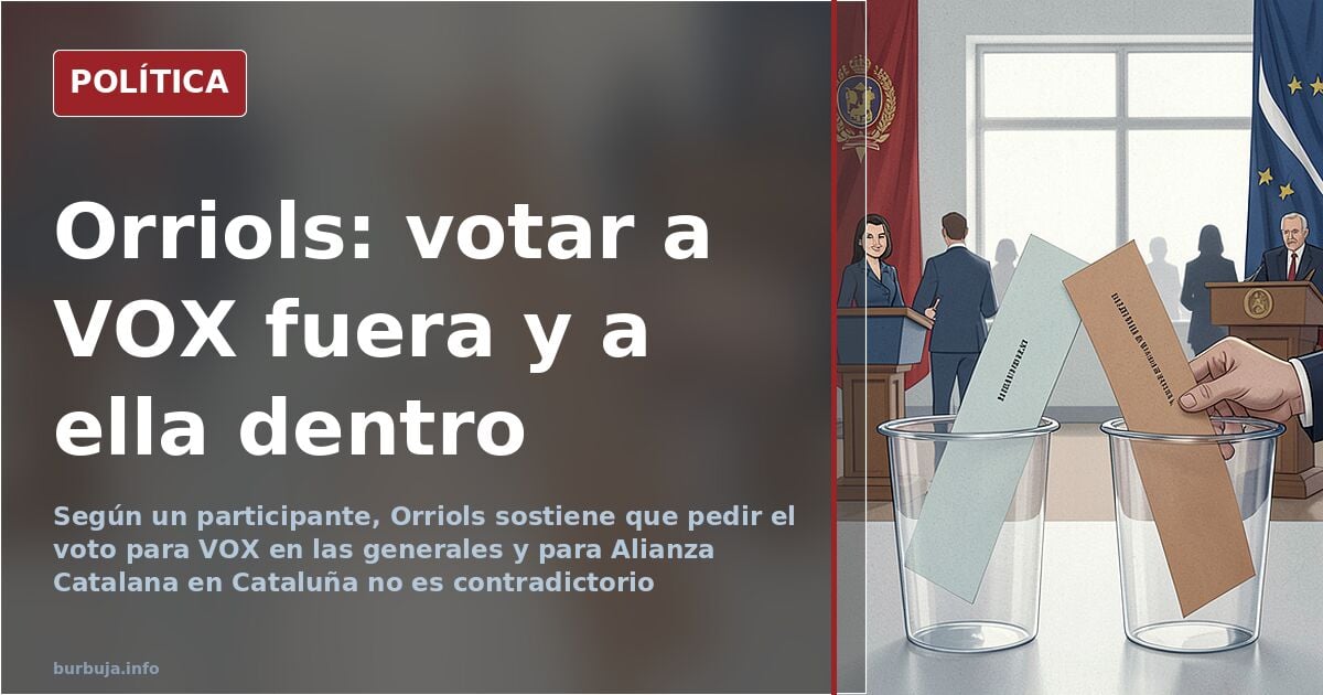 Ilustración editorial de una urna electoral con papeletas de distintos colores y un atril con banderas, símbolo del voto dual