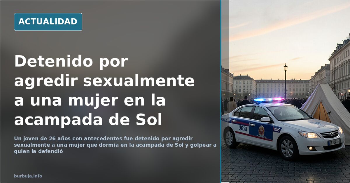 Tiendas de campaña instaladas junto a la estatua del Oso y el Madroño en la Puerta del Sol de Madrid
