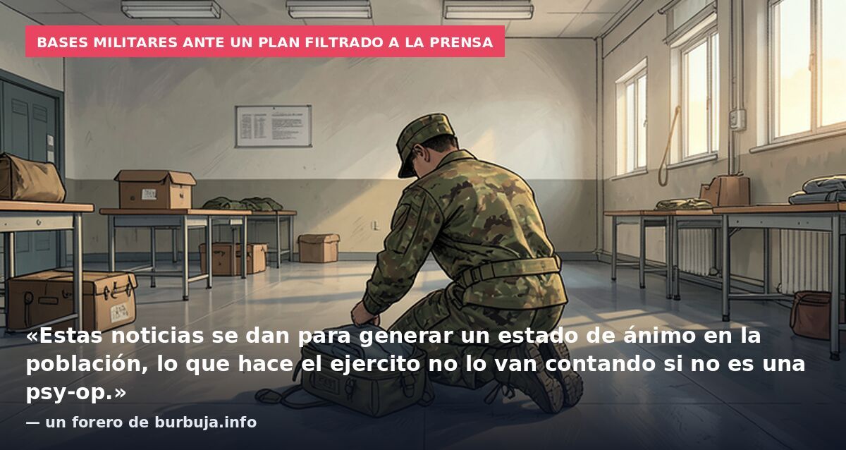 Bases militares ante un plan filtrado a la prensa: «Estas noticias se dan para generar un estado de ánimo en la población, lo que hace el ejercito no lo van contando si no es una psy-op.» — un forero de burbuja.info