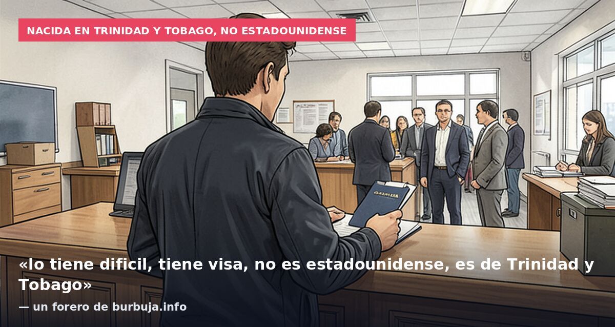 Nacida en Trinidad y Tobago, no estadounidense: «lo tiene dificil, tiene visa, no es estadounidense, es de Trinidad y Tobago» — un forero de burbuja.info