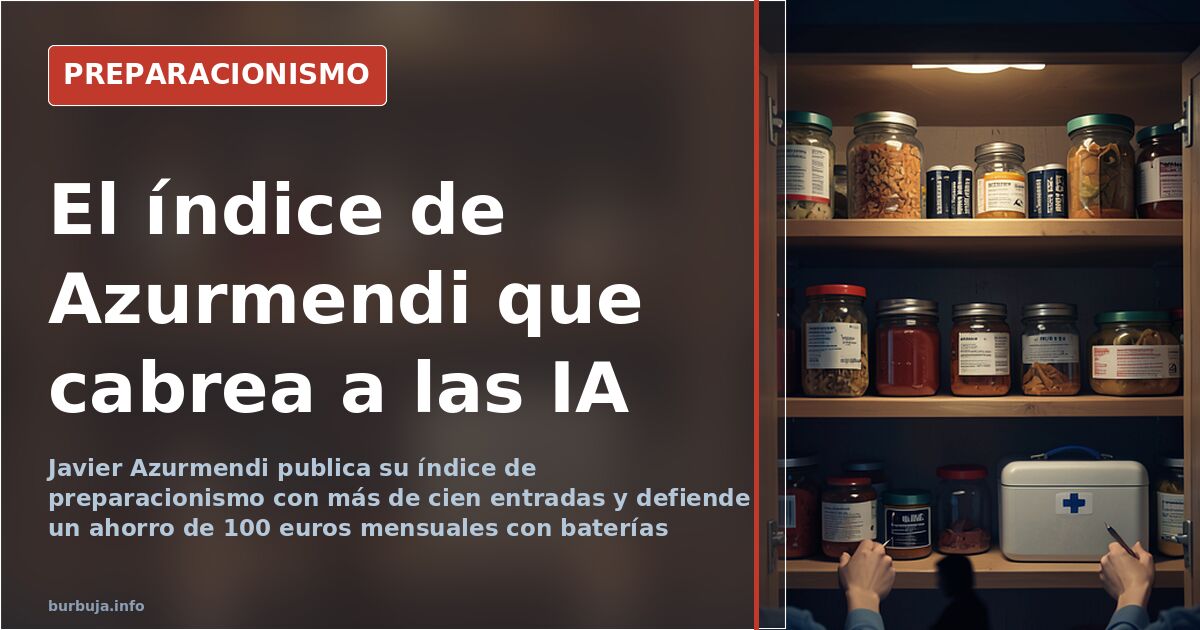 Listado de contenidos de un índice de preparacionismo y autosuficiencia con entradas sobre baterías, huerto y almacén de alim