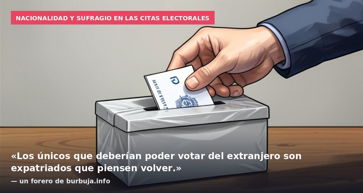Nacionalidad y sufragio en las citas electorales: «Los únicos que deberían poder votar del extranjero son expatriados que piensen volver.» — un forero de burbuja.info