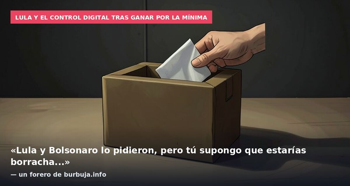 Lula y el control digital tras ganar por la mínima: «Lula y Bolsonaro lo pidieron, pero tú supongo que estarías borracha...» — un forero de burbuja.info