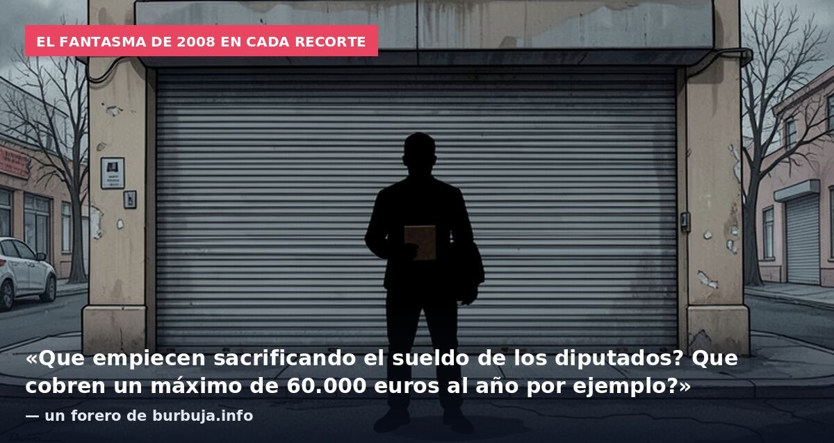 El fantasma de 2008 en cada recorte: «Que empiecen sacrificando el sueldo de los diputados? Que cobren un máximo de 60.000 euros al año por ejemplo?» — un forero de burbuja.info