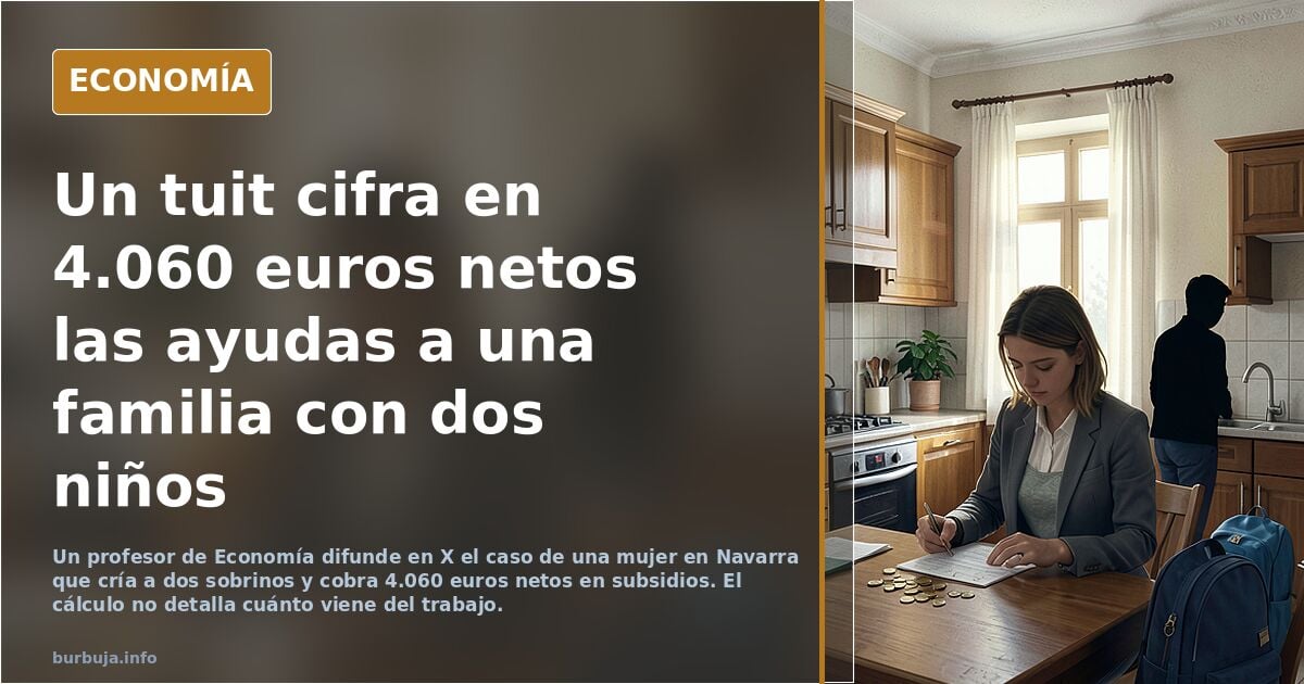 Una mujer jovenlandés acoge a dos sobrinos (la unidad familiar es ella y dis sobrinos,) y cobra 4060 euros netos en ayudas