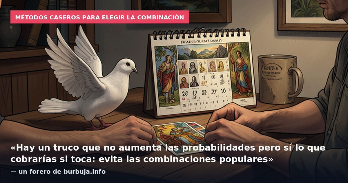 Métodos caseros para elegir la combinación: «Hay un truco que no aumenta las probabilidades pero sí lo que cobrarías si toca: evita las combinaciones populares» — un forero de burbuja.info