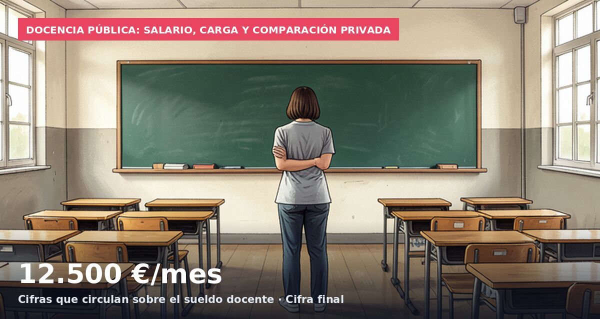 Docencia pública: salario, carga y comparación privada: 12.500 €/mes Cifras que circulan sobre el sueldo docente · Cifra final
