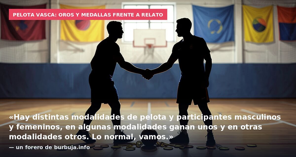 Pelota vasca: oros y medallas frente a relato: «Hay distintas modalidades de pelota y participantes masculinos y femeninos, en algunas modalidades ganan unos y en otras modalidades otros. Lo normal, vamos.» — un forero de burbuja.info