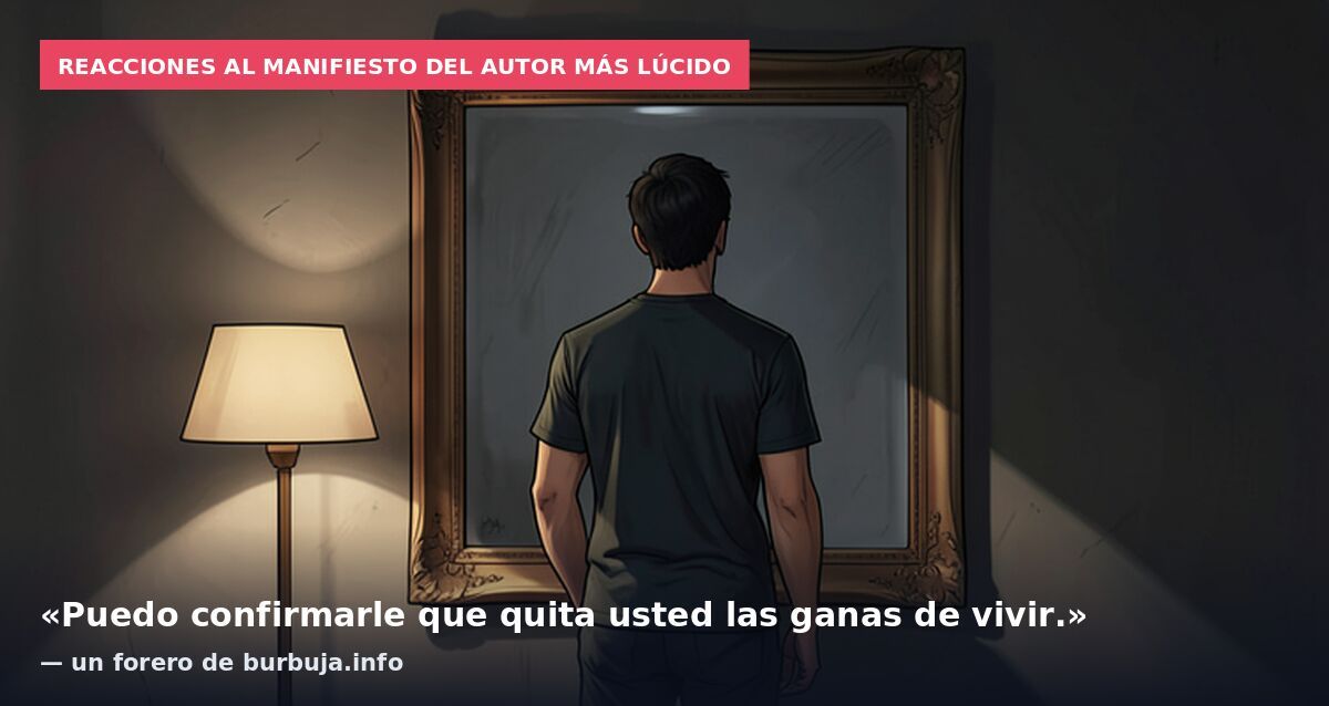 Reacciones al manifiesto del autor más lúcido: «Puedo confirmarle que quita usted las ganas de vivir.» — un forero de burbuja.info