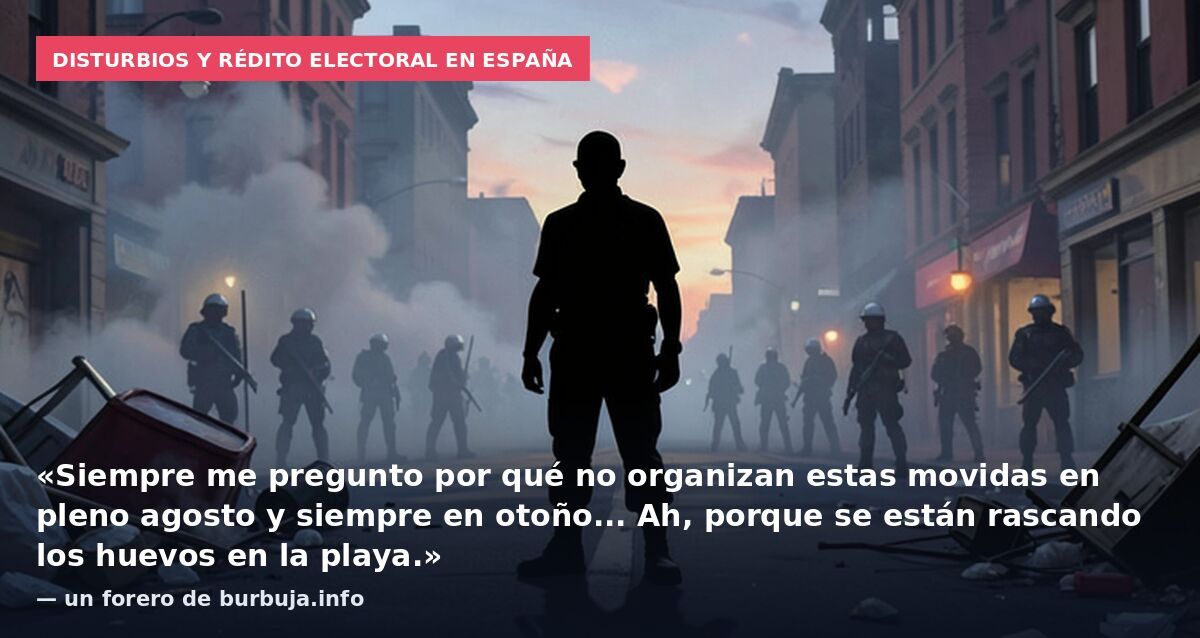 Disturbios y rédito electoral en España: «Siempre me pregunto por qué no organizan estas movidas en pleno agosto y siempre en otoño... Ah, porque se están rascando los huevos en la playa.» — un forero de burbuja.info