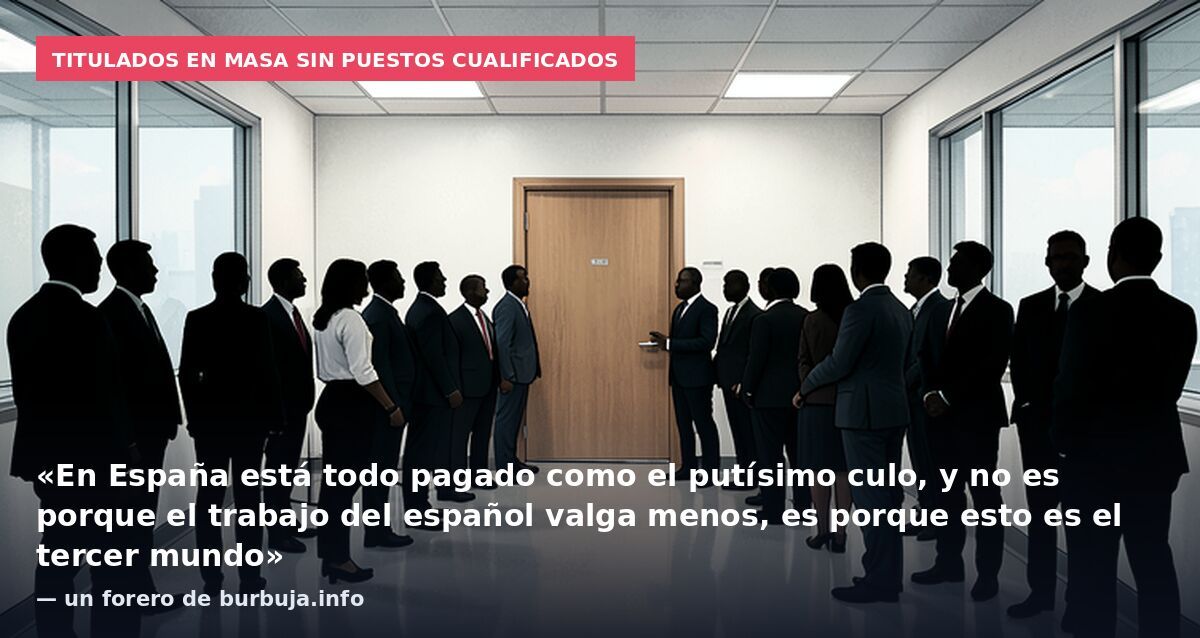 Titulados en masa sin puestos cualificados: «En España está todo pagado como el putísimo culo, y no es porque el trabajo del español valga menos, es porque esto es el tercer mundo» — un forero de burbuja.info