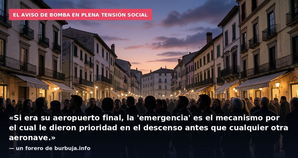 El aviso de bomba en plena tensión social: «Si era su aeropuerto final, la 'emergencia' es el mecanismo por el cual le dieron prioridad en el descenso antes que cualquier otra aeronave.» — un forero de burbuja.info