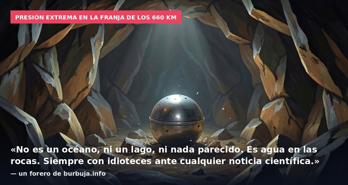 Presión extrema en la franja de los 660 km: «No es un océano, ni un lago, ni nada parecido. Es agua en las rocas. Siempre con idioteces ante cualquier noticia científica.» — un forero de burbuja.info
