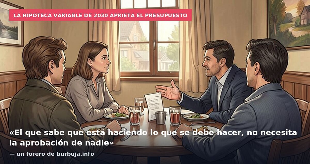 La hipoteca variable de 2030 aprieta el presupuesto: «El que sabe que está haciendo lo que se debe hacer, no necesita la aprobación de nadie» — un forero de burbuja.info