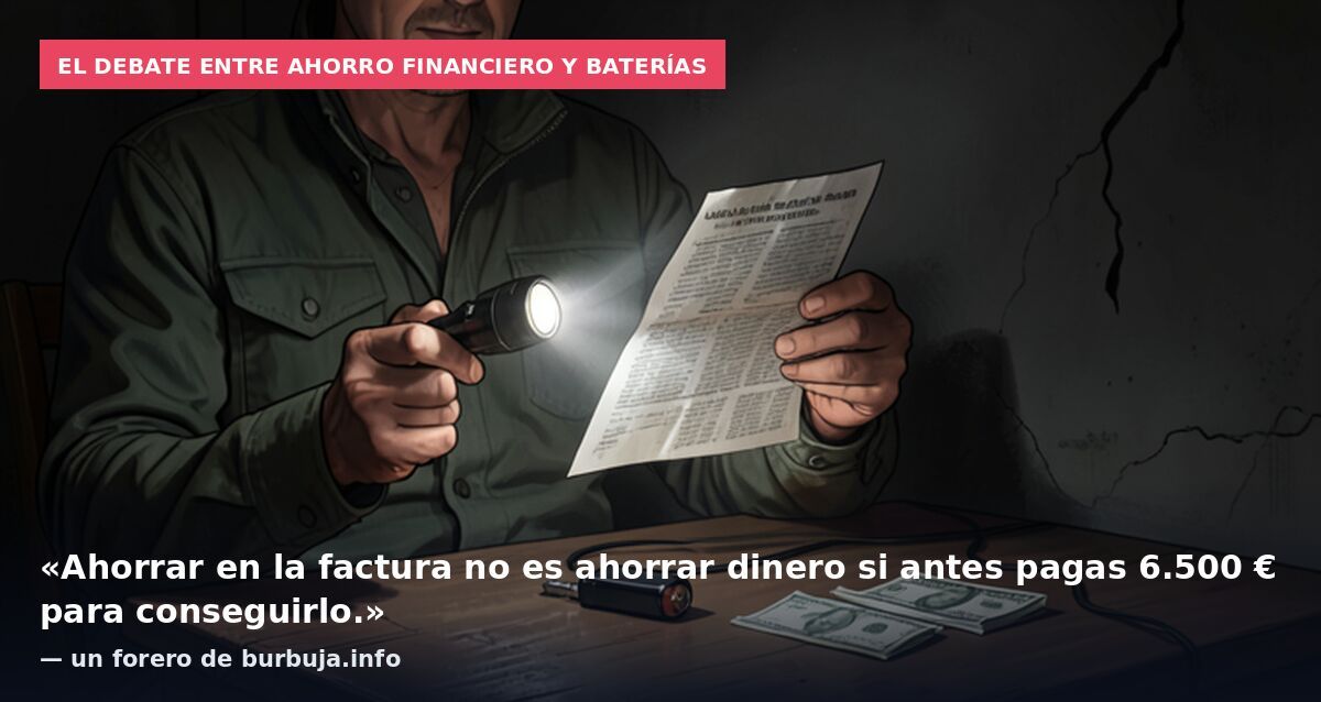 El debate entre ahorro financiero y baterías: «Ahorrar en la factura no es ahorrar dinero si antes pagas 6.500 € para conseguirlo.» — un forero de burbuja.info
