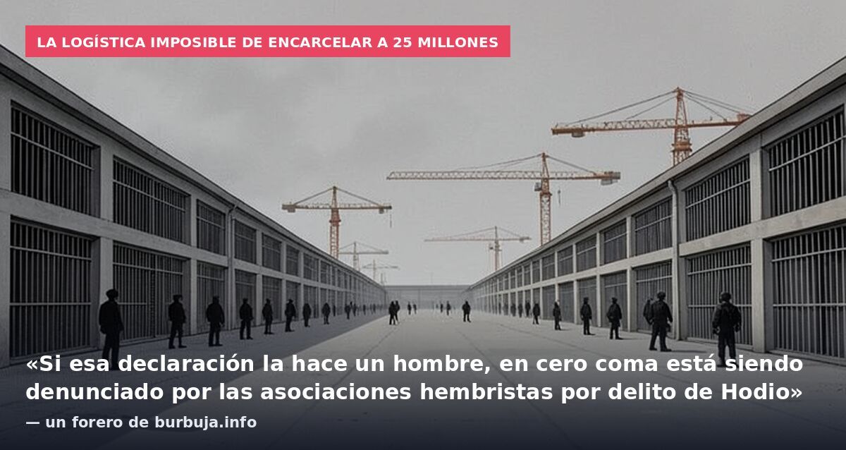 La logística imposible de encarcelar a 25 millones: «Si esa declaración la hace un hombre, en cero coma está siendo denunciado por las asociaciones hembristas por delito de Hodio» — un forero de burbuja.info